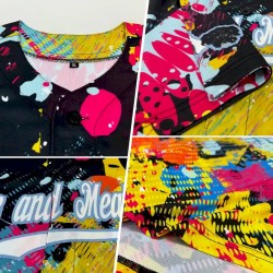 Custom Graffiti Bright Psychedelic Pattern White-Light Blue 3D Authentic Baseball Jersey