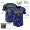 Custom Royal Yellow 3D Pattern Design Abstract Network Authentic Baseball Jersey - Image 3