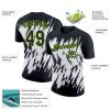 Custom Black Neon Green-White 3D Pattern Design Abstract Sharp Shape Performance T-Shirt - Image 2