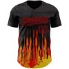 Custom Black Red 3D Pattern Design Abstract Shape Authentic Baseball Jersey - Image 2