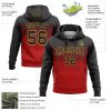 Custom Stitched Black Red-Old Gold 3D Pattern Design Gradient Square Shape Sports Pullover Sweatshirt Hoodie - Image 2