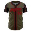 Custom Olive Red-Black 3 Colors Arm Shapes Authentic Salute To Service Baseball Jersey - Image 3