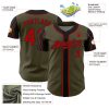Custom Olive Red-Black 3 Colors Arm Shapes Authentic Salute To Service Baseball Jersey - Image 4