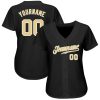 Custom Black Vegas Gold-White Authentic Baseball Jersey - Image 2