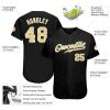 Custom Black Vegas Gold-White Authentic Baseball Jersey - Image 3