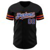Custom Black Royal-Orange Authentic Baseball Jersey - Image 2
