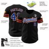 Custom Black Royal-Orange Authentic Baseball Jersey - Image 3