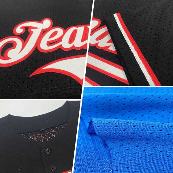 Custom Blue White-Kelly Green Mesh Authentic Throwback Baseball Jersey - Image 2