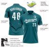 Custom Teal White Performance Vapor Golf Polo Shirt - Image 3
