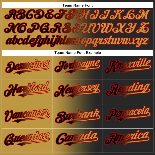 Custom Black Old Gold-Red Authentic Gradient Fashion Baseball Jersey - Image 4