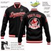 Custom Black Red-White Bomber Full-Snap Varsity Letterman Jacket - Image 3