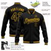 Custom Black Gold Bomber Full-Snap Varsity Letterman Jacket - Image 3