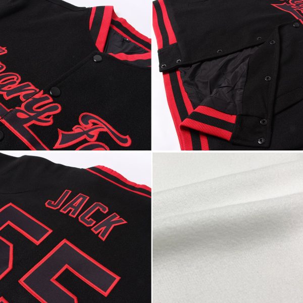 Custom White Royal-Red Bomber Full-Snap Varsity Letterman Two Tone Jacket - Image 2