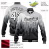 Custom Gray White-Black Watercolor Forest With Fog 3D Pattern Design Bomber Full-Snap Varsity Letterman Jacket - Image 3