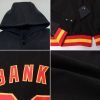 Custom Navy Grass Green-White Gradient Square Shape 3D Pattern Design Bomber Full-Snap Varsity Letterman Hoodie Jacket - Image 2