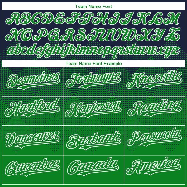 Custom Navy Grass Green-White Gradient Square Shape 3D Pattern Design Bomber Full-Snap Varsity Letterman Hoodie Jacket - Image 4