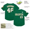 Custom Kelly Green White-Old Gold Mesh Authentic Throwback Baseball Jersey - Image 3