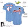 Custom Light Blue White Pinstripe White-Red Authentic Baseball Jersey - Image 3