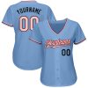 Custom Light Blue Red-Black Authentic Baseball Jersey - Image 2