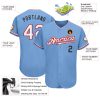 Custom Light Blue Red-Black Authentic Baseball Jersey - Image 3