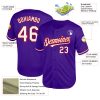 Custom Purple White-Red Mesh Authentic Throwback Baseball Jersey - Image 3