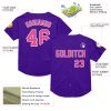 Custom Purple Pink-White Mesh Authentic Throwback Baseball Jersey - Image 3