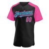 Custom Black Pink-Sky Blue Authentic Raglan Sleeves Baseball Jersey - Image 2