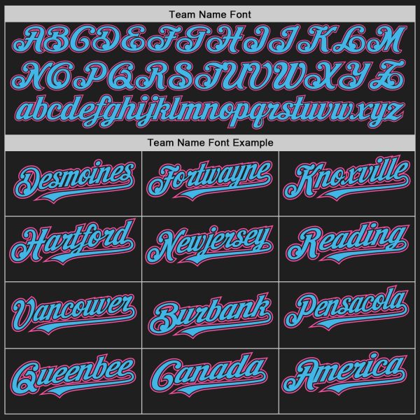 Custom Black Pink-Sky Blue Authentic Raglan Sleeves Baseball Jersey - Image 4