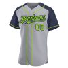 Custom Gray Neon Green-Navy Authentic Raglan Sleeves Baseball Jersey - Image 2