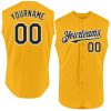 Custom Gold Black-White Authentic Sleeveless Baseball Jersey