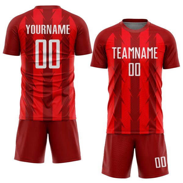 Custom Red White Sublimation Soccer Uniform Jersey - Image 2