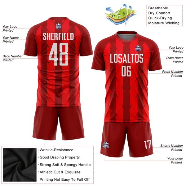 Custom Red White Sublimation Soccer Uniform Jersey - Image 5