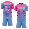 Custom Light Blue Pink-White Sublimation Soccer Uniform Jersey - Image 2