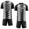 Custom Black White Geometric Shapes Sublimation Soccer Uniform Jersey - Image 2