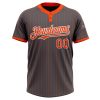 Custom Steel Gray Orange Pinstripe White Two-Button Unisex Softball Jersey - Image 2