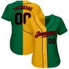 Custom Kelly Green Black-Yellow Authentic Split Fashion Baseball Jersey - Image 2