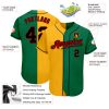 Custom Kelly Green Black-Yellow Authentic Split Fashion Baseball Jersey - Image 3