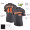 Custom Steel Gray Orange-White Performance T-Shirt - Image 2