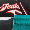 Custom Teal Black-White Mesh Authentic Throwback Baseball Jersey - Image 2