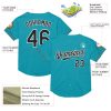 Custom Teal Black-White Mesh Authentic Throwback Baseball Jersey - Image 3