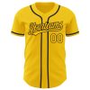 Custom Yellow Gold-Black Authentic Baseball Jersey - Image 2