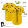 Custom Yellow Gold-Black Authentic Baseball Jersey - Image 3