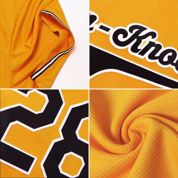Custom Gold Royal-White Authentic American Flag Fashion Baseball Jersey - Image 6
