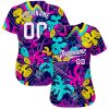Custom Graffiti Pattern White-Purple 3D Authentic Baseball Jersey - Image 2