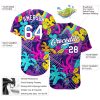 Custom Graffiti Pattern White-Purple 3D Authentic Baseball Jersey - Image 3