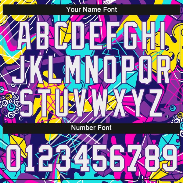 Custom Graffiti Pattern White-Purple 3D Authentic Baseball Jersey - Image 5