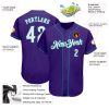 Custom Purple White-Teal Authentic Baseball Jersey - Image 3