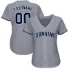 Custom Gray Navy-White Baseball Jersey - Image 2