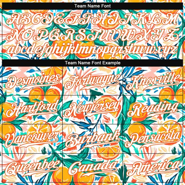 Custom White Orange 3D Pattern Design Fruit Authentic Baseball Jersey - Image 4